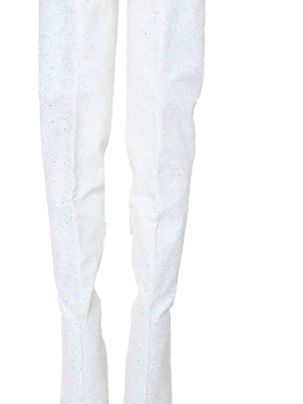 Pleaser Courtly 3015 synthetic white Iridescent glitter over the knee boots SZ13